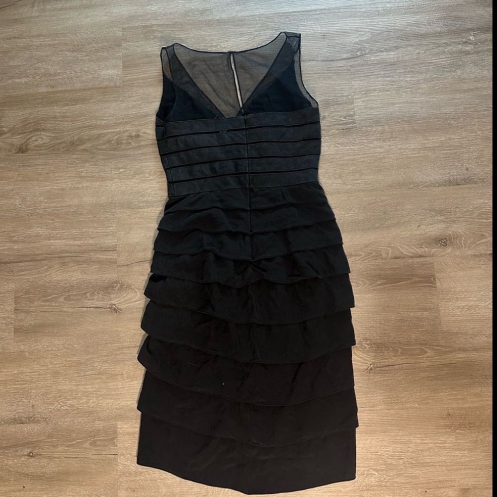 Chetta B Black Ruched Layered Sheath Dress Size S ❤️🔥